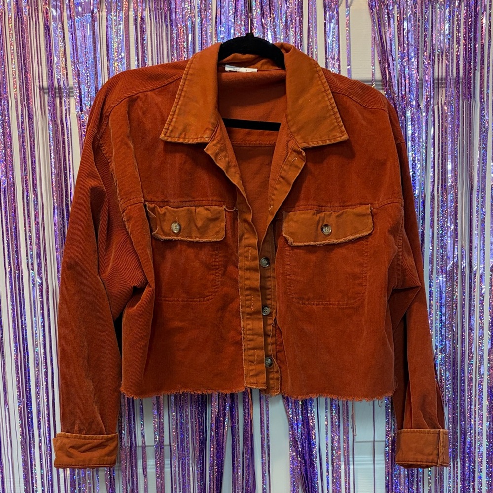 Cropped Rust Corduroy Button Up